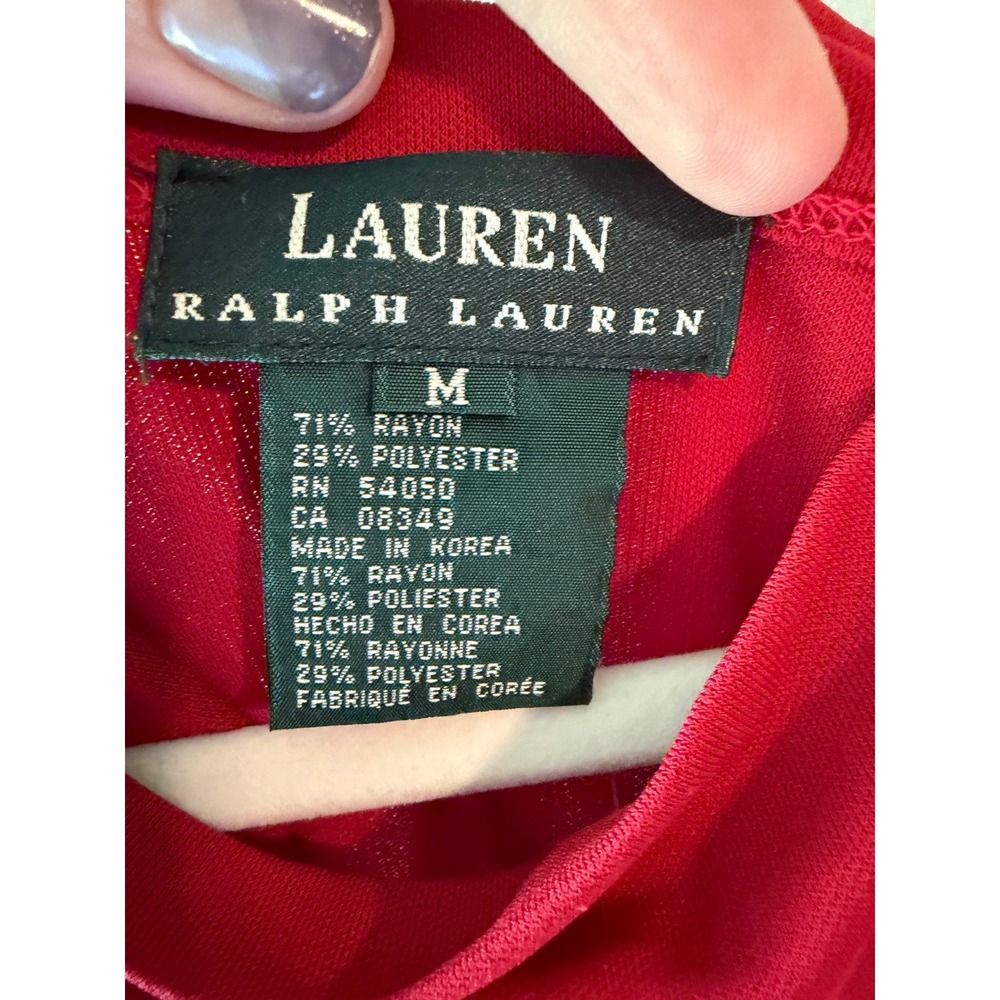 Lauren Ralph Lauren Red Cowl Neck Sleeveless Midi Dress Size M New With Tags - Picture 7 of 9